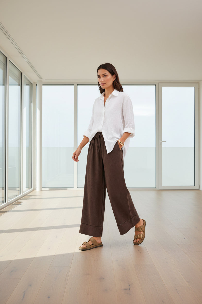 Long Linen-Mix Pants