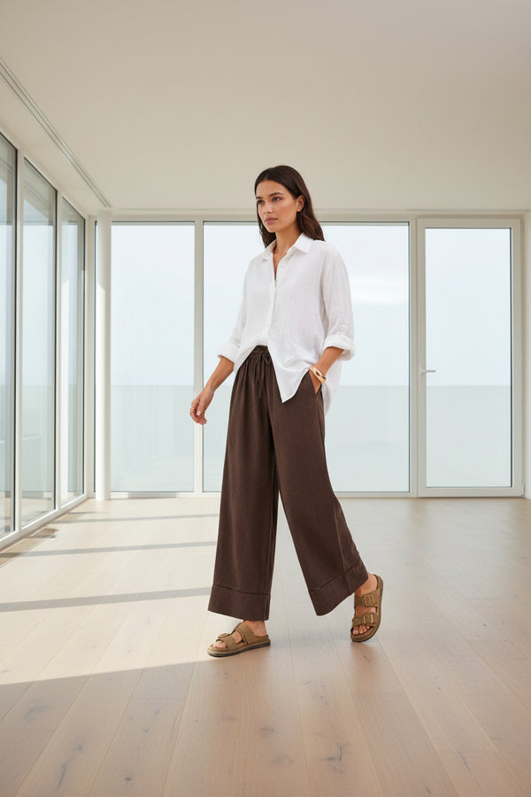 Long Linen-Mix Pants