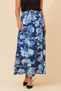 Blue Floral Maxi Skirt
