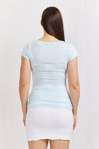 Cap-Sleeve Top-L.Blue