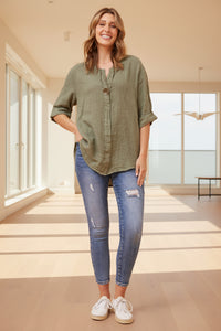 3/4 Sleeve button detail top