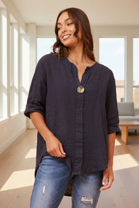 3/4 Sleeve Button Top