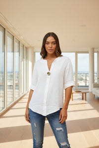 3/4 Sleeve Button Top