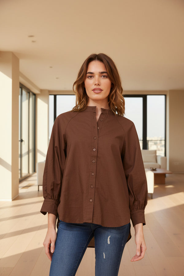 Mandarin Collar Linen Shirt