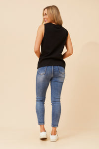 Ribbed Singlet-Black
