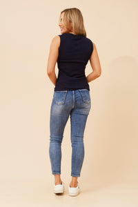 Navy Ribbed Singlet