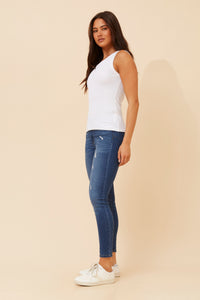 White Ribbed Singlet