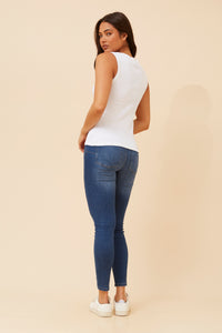 White Ribbed Singlet