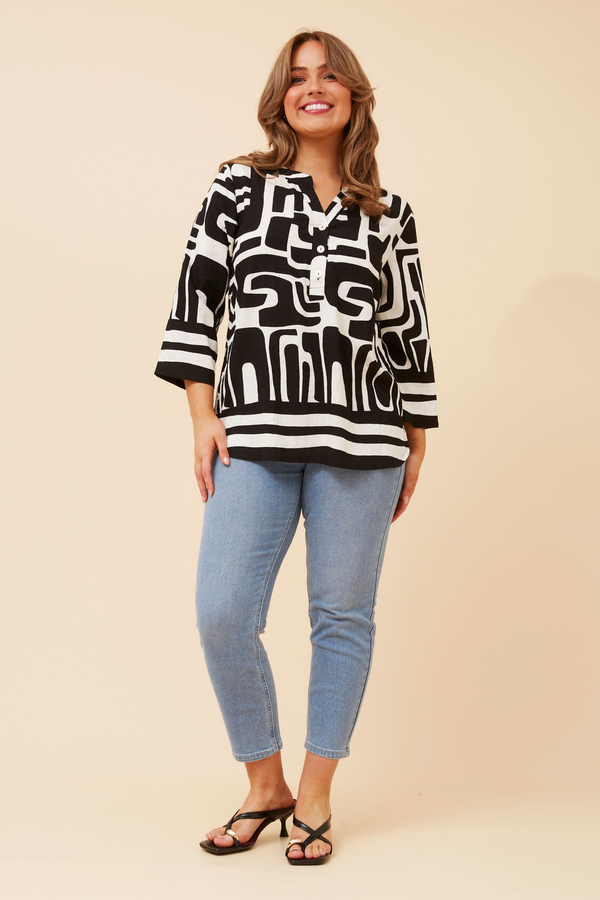 Black and White Tunic Top