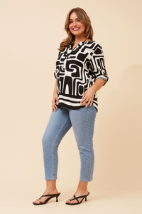 Black and White Tunic Top