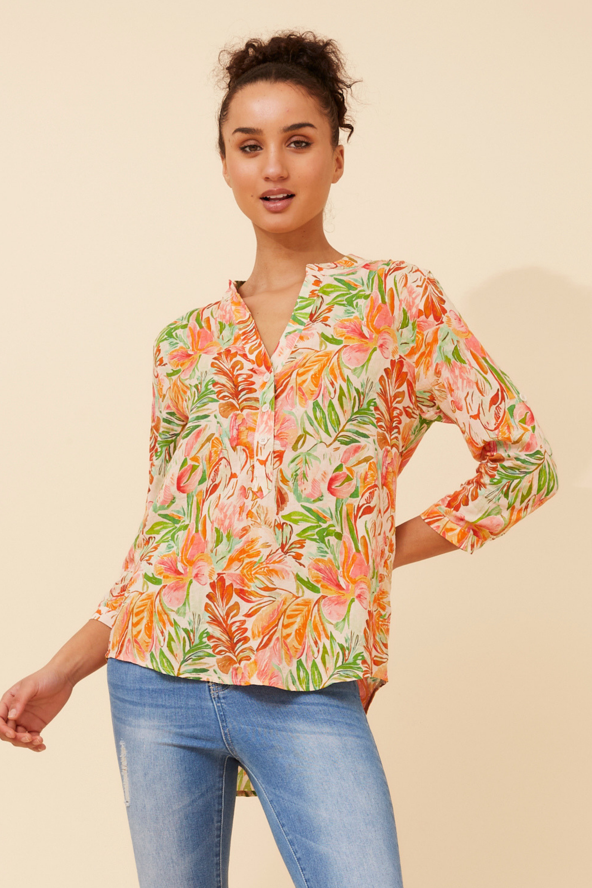 Orange Printed Shirt