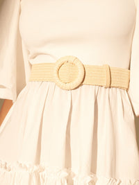 Camine Circle Buckle Straw Belt