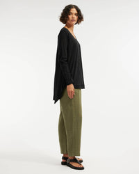 Andie Long Sleeve Tunic Top - Black: Black / S