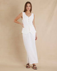 Mabel Linen Skirt - White: White / 6