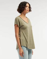 Aiden Organic V Neck Tee - Khaki: Khaki / XXL