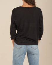 Load image into Gallery viewer, Bronte Linen Jersey Top - Black: Black / XS