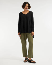 Andie Long Sleeve Tunic Top - Black: Black / M