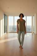 Aiden Organic V Neck Tee - Khaki: Khaki / XXL