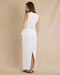Mabel Linen Skirt - White: White / 6